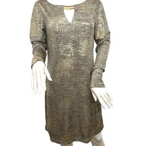 VINCE CAMUTO SIZE 4 GOLD AND GRAY METALLIC BUST 35” WAIST 27.5” HIPS 37.5”